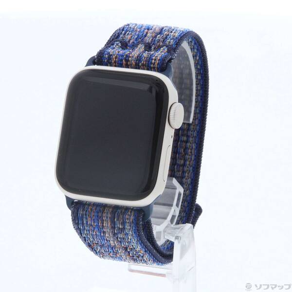 【中古】Apple(アップル) Apple Watch SE 第2世代 GPS 40mm スターライトアルミニウムケース ゲームロイヤル／オレンジNikeスポーツループ 【377-ud】