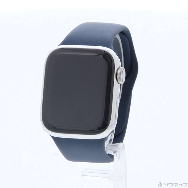 【中古】Apple(アップル) Apple Watch Series 9 GPS + Cellular 41mm シルバーステンレススチールケース ストームブルースポーツバンド 【297-ud】