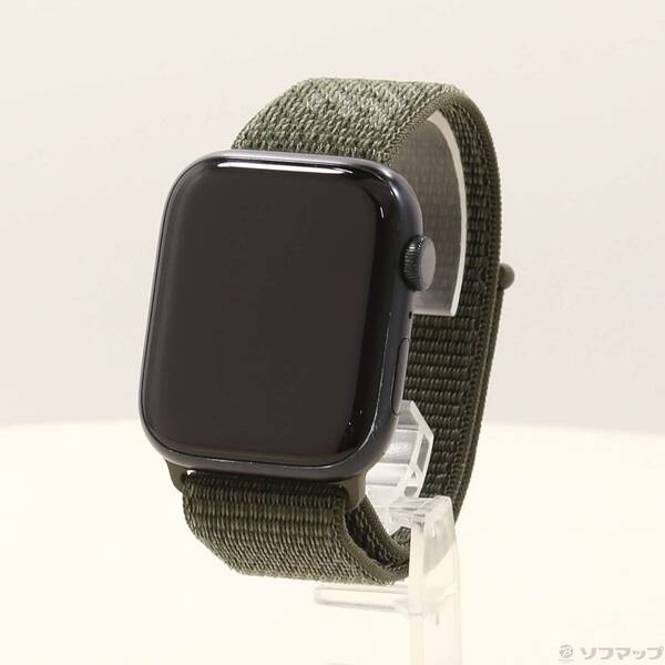 【中古】Apple(アップル) Apple Watch Series 7 GPS 45mm ミッドナイトアルミニウムケース カーゴカーキNikeスポーツループ 【198-ud】