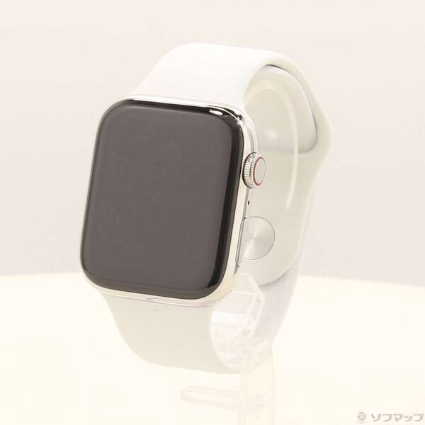 【中古】Apple(アップル) Apple Watch Series 5 GPS + Cellular 44mm ステンレススチールケース ホワイトスポーツバンド 【349-ud】