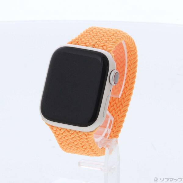 【中古】Apple(アップル) Apple Watch Series 8 GPS + Cellular 41mm スターライトアルミニウムケース ブライトオレンジブレイデッドソロループ 【262-ud】
