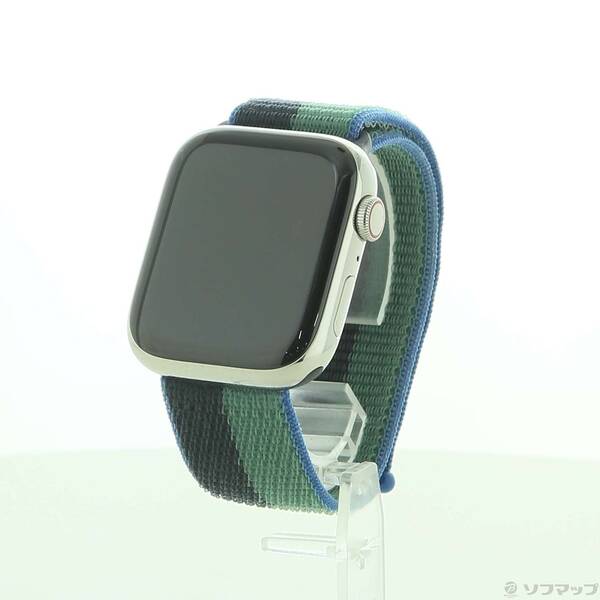 【中古】Apple(アップル) Apple Watch Series 7 GPS + Cellular 45mm シルバーステンレススチールケース ミッドナイト/ユーカリスポーツループ 【276-ud】
