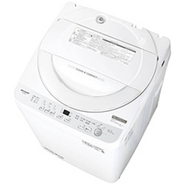 【中古】SHARP(シャープ) 〔展示品〕 全自動洗濯機 シルバー系 ES-GE6J-S ［洗濯6.0kg ／簡易乾燥(送風機能) ／上開き］ 【258-ud】