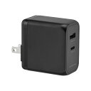 PD65W対応、USB Type-Cポートを搭載した 2ポートAC充電器 GH-ACU2GDC-BK【宅配便発送・1梱包20個まで】
