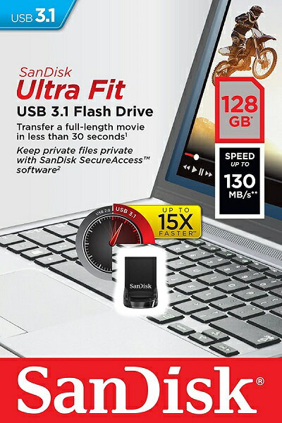 SanDisk USB3.1対応 小型USBメモリ 128GB 