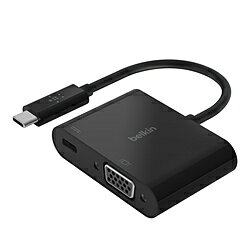 BELKIN 映像変換アダプタ [USB-C オス→メス VGA /USB-Cメス(給電用 PD60W対応)] ワイドUXGA対応 AVC001btBK AVC001BTBK 【864】(2.0)