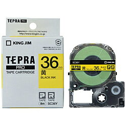 キングジム カラーラベルテープ 「テプラPRO」（黄テープ/黒文字/36mm幅） SC36Y SC36Y 【864】