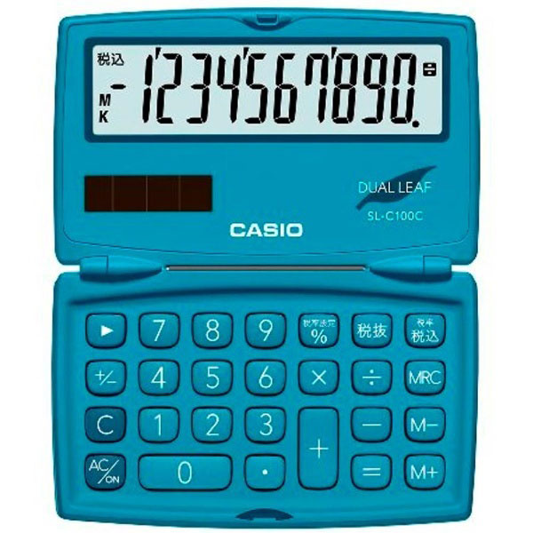 CASIO(カシオ) カラフル電卓（10桁）　SL-C100C-BU-N　レイクブルー SLC100CBUN