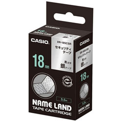 CASIO(カシオ) ネームランドテープ（NAME LAND）　セキュリティテープ　（銀/黒文字/18mm幅） XR18SCSR
