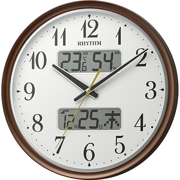 リズム時計 CITIZEN 電波掛時計  暗所自動ライト点灯 温度・湿度表示付 「フィットウェーブリブA04」 8FYA04SR06 8FYA04SR06