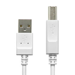 ■USB[A]のインターフェイスを持つパソコンやUSBハブに、USB[B]のインターフェイスを持つプリンタや外付けハードディスクドライブなどの周辺機器を接続できる、USB2.0ケーブルです。■USB2.0規格（HI-SPEEDモード）準拠品で、伝送速度480Mbpsの高速データ転送に対応しています。■配線しやすくクセになりにくい、やわらかケーブルを採用しています。■サビなどに強く信号劣化を抑える金メッキピンを採用しています。 ■外部ノイズの干渉から信号を保護する2重シールドケーブルを採用しています。■EUの「RoHS指令（電気・電子機器に対する特定有害物質の使用制限）」に準拠した、環境にやさしい製品です。【製品仕様】■コネクタ形状：USB（A）オス - USB（B）オス■対応機種：USB（Aタイプ）端子を持つパソコン及びUSB（Bタイプ）端子を持つ機器■ケーブル長：2.0m ※コネクタ部分を除く■規格：USB2.0規格準拠■対応転送速度：480Mbps（最大）■プラグメッキ仕様：金メッキピン■2重シールド：有■ツイストペアケーブル（通信線）：有■カラー：ホワイト■環境配慮事項：EU RoHS指令準拠ケーブル長2.0m形状【A】⇔【B】規格USB2.0仕様1■コネクター形状：USB(A)オス - USB(B)オス■対応機種：USB(Aタイプ)端子を持つパソコン及びUSB(Bタイプ)端子を持つ機器■ケーブル長：2.0m ※コネクタ部分を除く■規格：USB2.0規格準拠■対応転送速度：480Mbps(最大)■プラグメッキ仕様：金メッキピン■2重シールド：○■ツイストペアケーブル(通信線)：○■カラー：ホワイト■環境配慮事項：EU RoHS指令準拠(10物質)配線しやすくクセがつきにくい、やわらかケーブルを採用。 パソコンに、USB（Bタイプ）のインターフェイスを持つプリンタや外付けハードディスクドライブなどの周辺機器を接続できる、A-BタイプのUSB2.0ケーブル。