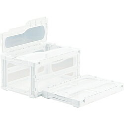 三甲 フタ一体型折りたたみコンテナー マドコンライト 42.6L スライドロック付 ホワイト SKMLO-C-40B-W..