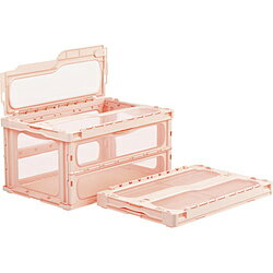 三甲 フタ一体型折りたたみコンテナー マドコンライト 76L スライドロック付 ピンク SKMLO-C-75B-PNK S..