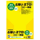 ペーパークラフトや賞状用紙におすすめな、厚口のコピー用紙です。サイズ：A4　枚数：20枚サイズA4一片サイズ210×297mm厚さ原紙坪量：270gsm入数20枚仕様1罫内容：無地白色度：98.5％工作用やPOP作成にオススメ！