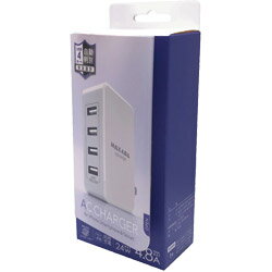 オズマ タブレット/スマートフォン対応［USB給電］　自動判別機能付き　AC - USB充電器4.8A （4ポート・ホワイト）　IH-ACU448ADW IHACU448ADW [振込不可]