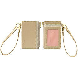 セキセイ BP-5704 ファスナーポケット付き　パスケース ゴールド BP5704