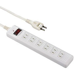 オーム電機 発煙ガードスイッチ付タップ 6個口 2m HS-T62HJ3-W [2m] HST62HJ3W