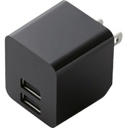 ELECOM(エレコム) USB電源アダプタ 2.4A出力 USB2ポート MPA-ACUEN000XBK ブラック MPAACUEN000XBK [振込不可]