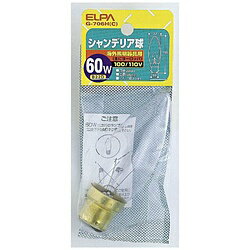 ●海外照明器具用(主にヨーロッパ)。●E14ベースはヨーロッパの照明器具に多く使われています。●ガラス球の形状がローソクの炎形の電球。シャンデリア器具にはもちろん、電球の形やフィラメントの輝きを見せるブラケット、ペンダントにも使用できます。【製品仕様】■定格：　・電圧　100/110V　・消費電力 60W　・寿命：約1500時間■本体サイズ：　・全長：100mm　・バルブ径：37mm　・口金：B22D■入数：1個■カラー：クリア本体サイズ（高さ×幅×奥行）100×37（全長×バルブ径）本体重量28g定格消費電力60W電球の色クリアシャンデリア 60WG-706H(C)