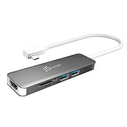 J5 ［USB-C オス→メス カードスロットx2 / HDMI / USB-Ax2］変換アダプタ シルバー JCD372 JCD372