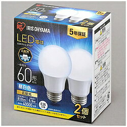General Light Bulbs - アイリスオーヤマ LED電球 E26 広配光2P 昼白色 60形（810lm） LDA7N-G-6T62P ［E26 /一般電球形 /60W相当 /昼白色 /2個 /広配光タイプ］ LDA7NG6T62P [振込不可]
