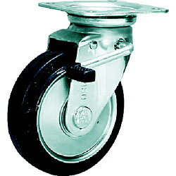 シシクアドクライス WJB-200 シシク スタンダードプレスキャスター ゴム車輪 自在ストッパー付 200径 WJB200