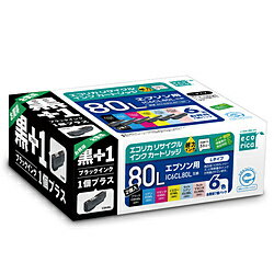 エコリカ【リサイクル】【エプソン:IC6CL80L ICBK80L対応】リサイクルインクカートリッジ ECI-E80L6P BK 6色 黒 ECIE80L6P BK 振込不可 代引不可