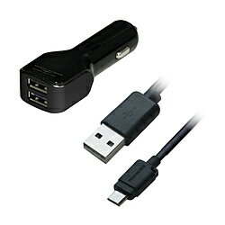 カシムラ DC-2.4A-USB 2ポート 自動識別 microUSBケーブル ブラック DC-008 ［2ポート］ DC008