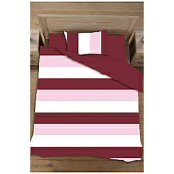Bedding - 生毛工房 【掛ふとんカバー】ボーダーブロード ダブルロングサイズ(綿100％/190×230cm/ワインレッド) UM_K36_KDL_WR