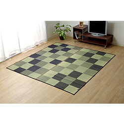 イケヒコ い草ラグカーペット 『ブロック2』 グレー 8220420GY