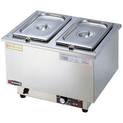 画像はイメージの場合があります。あらかじめご了承ください。■電気ウォーマー（卓上タイプ）スープ、ポタージュ、シチュー、味噌汁などを出来たての味のまま保温する湯煎タイプのウォーマーです。■湯温はサーモセンサーの働きで希望のダイヤルに合わせるだけで一定に保てます。■電源：単相100V 50/60Hz■消費電力：750W■温度調節：30℃～90℃サーモ可変式■質量：10kg電気ウォーマー ES-3W型 （ヨコ型）