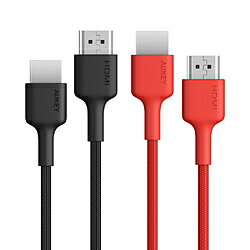 AUKEY AUKEY(オーキー) ケーブル Impulse series [HDMI to HDMI] 2m 2本組み ブラック レッド AUKEY（オーキー） Black＆Red CB-H01-BKRD ［2.0m］ CBH01BKRD