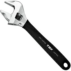 樂天商城 - TOP工業 ワークワイド グリップ付(ガタ無しモンキレンチ) 口開き寸法（mm）0～43 HM-43MGBK HM43MGBK