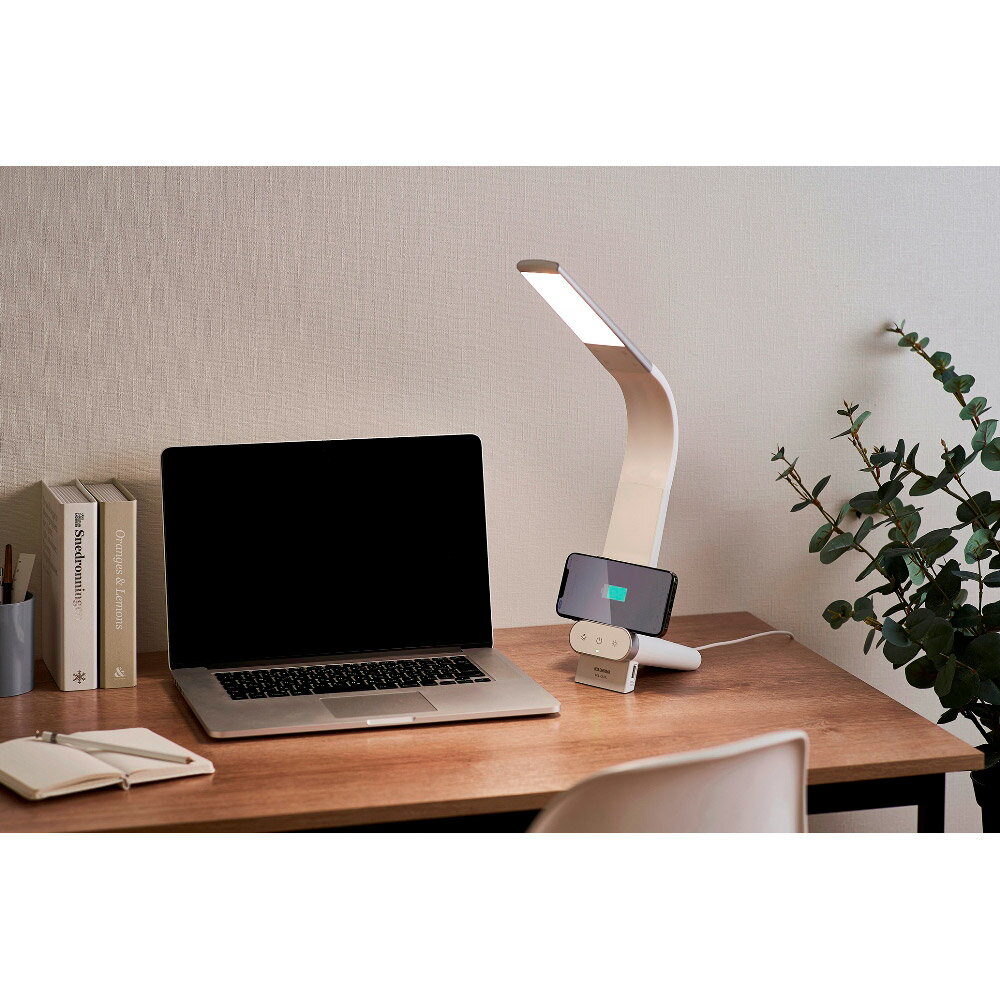 アイリスオーヤマ LEDデスクライト Qi充電シリーズ LDL-QLDL-KW [LED /昼光色～電球色] LDLQLDLKW [3]