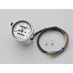 デイトナ 機械式スピードメーター φ60 ホワイトLED照明（インジケーター付き） ステンレスボディ/ホワ..