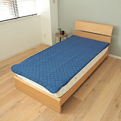 メルクロス やわらか天竺ニット抗菌防臭わた入り敷きパッド ネイビー ［120×205cm /セミダブルサイズ /..