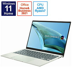 ASUS エイスース ノートパソコン Zenbook S 13 OLED アクアセラドン UM5302TA-LX444WS ［13.3型 /Windows11 Home /AMD Ryzen 7 /メモリ：16GB /SSD：1TB /Office HomeandBusiness /日本語版キ…