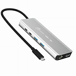 J5 ［USB4-C オス→メス HDMI / LAN / USB-Ax2 / USB-Cx2］USB PD対応 100W ドッキングステーション ス..