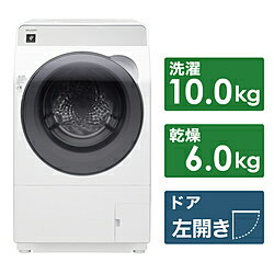 SHARP(シャープ) ドラム式洗濯機 クリスタルホワイト ES-K10B-WL ［洗濯10.0kg /乾燥6.0kg /ヒーター乾..