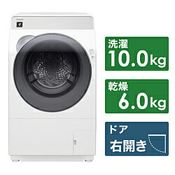 SHARP(シャープ) ドラム式洗濯機 クリスタルホワイト ES-K10B-WR ［洗濯10.0kg /乾燥6.0kg /ヒーター乾..