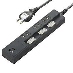 ORIGINAL BASIC USB付き節電タップ Type-Cポート付 黒 OBB-TPK321AC-K ［2.0m /3個口 /スイッチ付き（個別） /2ポート］ OBBTPK321ACK