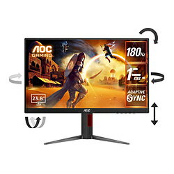 AOC(エーオーシー) 24G4/11 ゲーミングモニター ブラック ＆ レッド ［23.8型 /フルHD(1920×1080) /ワイド /180Hz］ 24G411