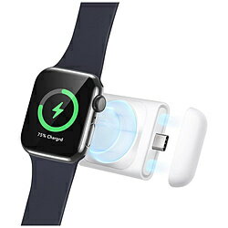 【Made for Apple Watch認証セーフティと信頼性の高い充電機能が公式認定済み。【小型でポータブル】ポケットやバッグに簡単に収納でき、外出先でも便利に急速充電可能。カバーはマグネットで背面に取り付けられ、紛失を防止。【どこでも充電】USB-Cは多くのデバイスで充電できるため、いつでも、どこでも、Watchを充電可能。 【磁気吸着】内蔵磁石により、Watchが充電器に瞬間吸着し、より簡単で高速なワイヤレス充電が可能。マグネット式設計により、ウオッチを自動的に、ピッタリと吸着して充電します。 【幅広い互換性】Apple Watch Ultra、Apple Watch Series 8/7/6/5/4/3/2/1、Apple Watch SE 2/1を含むすべてのApple Watchに対応。また、AirPods Pro（2022）にも対応しています。仕様1Apple Watch Ultra、Apple Watch Series 8/7/6/5/4/3/2/1、Apple Watch SE 2/1を含むすべてのApple Watchに対応。仕様2ポケットやバッグに簡単に収納できる小型設計仕様3マグネット式設計により、Apple Watchをピッタリと吸着して充電します。MFi認証取得 5W高速充電対応ケーブル不要のApple Watch専用ポータブル充電器