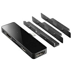 ELECOM(エレコム) iPad / iPhone 15用［USB-C オス→メス カードスロットx2 / HDMI / φ3.5mm / USB-A / USB-C］USB PD対応 100W ドッキングステーション ブラック LHB-PAPP6U3 ［USB Power Delivery対応］ LHBPAPP6U3