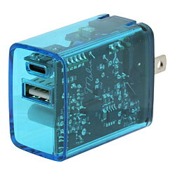 インプリンク PD対応TypeC/USB-A AC充電器20W クリアブルー IMAC1CU20CLBL ［2ポート /USB Power Delivery対応］ IMAC1CU20CLBL 1