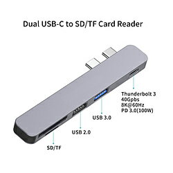 YOUZIPPER MacBook Pro / Air�ѡ�USB-Cx2 �������᥹ �����ɥ����å�x2 / USB-Ax2 / Thunderbolt 3�� USB PD�б� 100W �ɥå��󥰥��ơ������ HDX-C5M ��USB Power Delivery�б��� HDXC5M