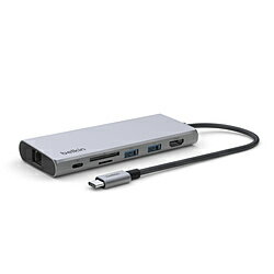 BELKIN ［USB-C オス→メス カードスロットx2 / HDMI /LAN / USB-Ax2 / USB-C］ USB PD対応 100W ドッキングステーション INC009btSGY ［USB Power Delivery対応］ INC009btSGY