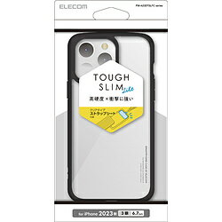 ELECOM(エレコム) iPhone 15 Pro Max（6.7インチ） ハイブリッドケース TOUGH SLIM LITE フレームカラー 背面クリア ストラップシート付属 ブラック PM-A23DTSLFCBK PMA23DTSLFCBK 【864】