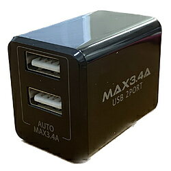 オズマ 自動判別機能搭載 AC-USB充電器3.4A 2Port（A＆A） ブラック IH-ACU234ADK ［2ポート /Smart IC対応］ IHACU234ADK