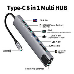 YOUZIPPER USB-C ᥹ ɥåx2 / HDMI / LAN / USB-Ax2 / USB-Cx2 USB PDб 87W ɥå󥰥ơ HDX-C8 USB Power Deliveryб HDXC8